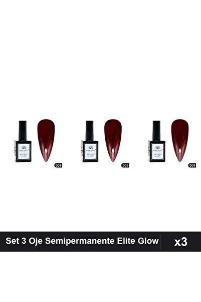 global fashion Set 3 Oje Semipermanente Elite Glow 15ml, Gel Polish UV/LED