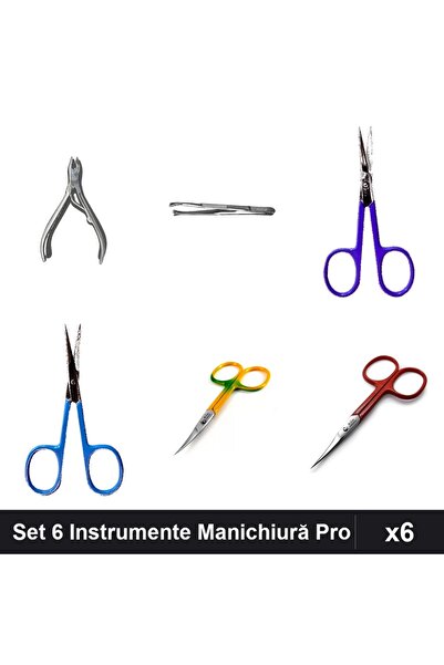 One Group Set 6 Instrumente Manichiură Profesională, Clește Pedichiură, Penze...