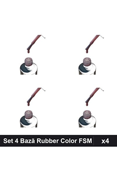 FSM Set of 4 Rubber Color Base No.16 15ml, Base Coat UV/LED Manicure