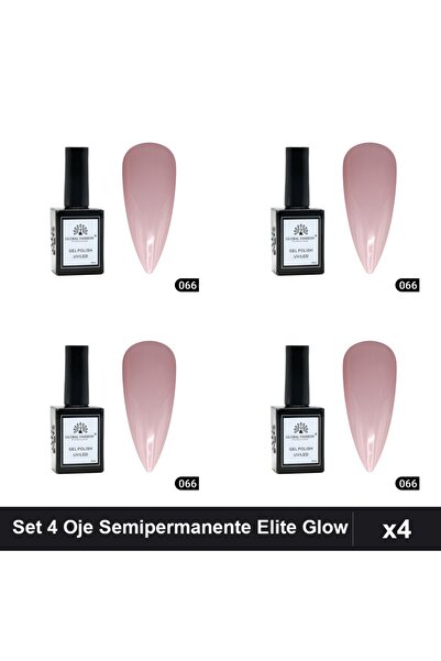 global fashion Set 4 Oje Semipermanente Elite Glow 15ml, Gel Polish UV/LED
