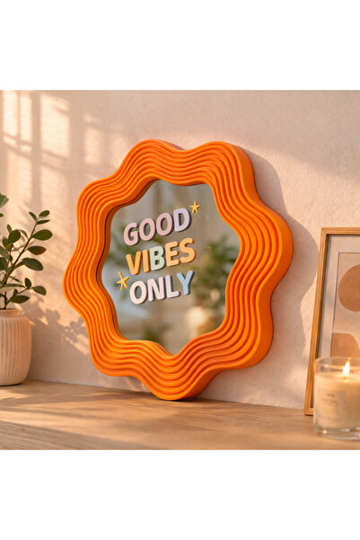 Heners BLOOMY Ayna – Eğlenceli 3D Çerçeve – Yazılı Cam Ayna / GOOD VIBES ONLY