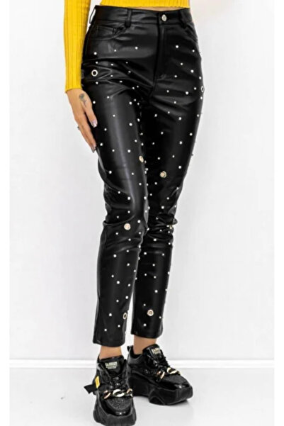 OEM Pantaloni dama piele cu tinte si capse