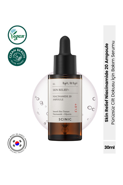 SCINIC Skin Relief Niacinamide 20 Ampoule Pore and Tone Equalizing Serum 30ml