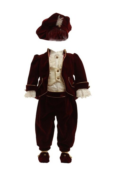 fantasialand Costum botez Micul Print catifea grena