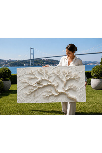 My canvas Premium Özel Seri Kabartma Görünümlü Yaşam Ağacı Kanvas Tablo Duvar...