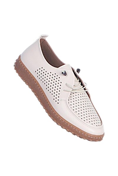 Ayakcenter Ayzen 1050 Cream Women's Loafer Shoes
