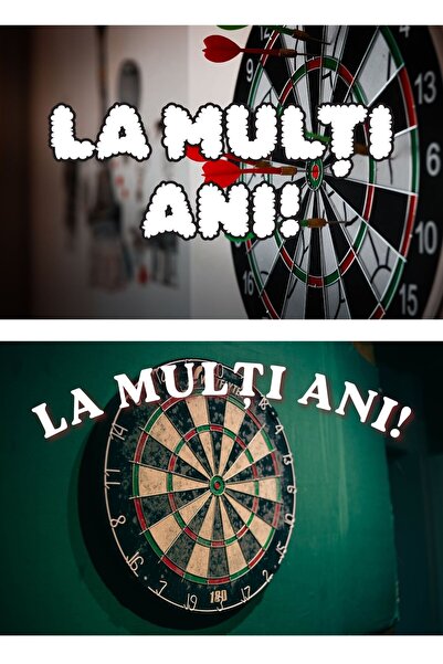 OEM Set 2 Felicitari La Multi Ani Tematica Darts, Design Sportiv, Carton 250g...