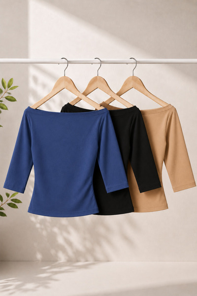 COMBİNE MİCHAİL Women's Daily Slim Basic 3-Piece Blouse