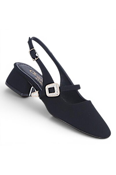 Crista Pantofi cu toc de 5 cm pentru femei C12 din satin negru