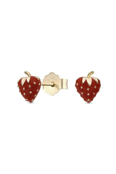 Lisa&Co. Cercei Argint Strawberry Argint placat cu aur galben / Email