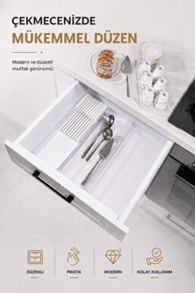Fevito Drawer Knife Holder Organizer with Compartments Kitchen Organizer Whit...
