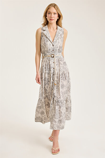 HomeStore Floral Patterned Shirt Collar Dress