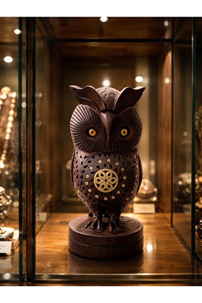 Handmade Decorative Wooden Owl Trinket – Authentic Carved Design Table Top Home Office Decor