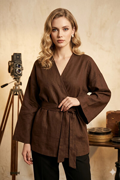 PASTELASTORE Kimono cu curea pentru femei 1177