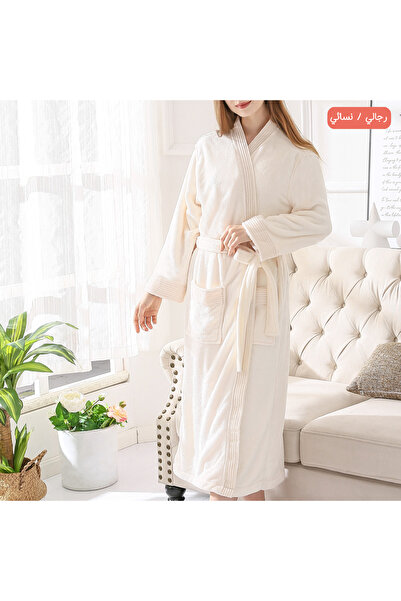 REEFI Unisex Cream White Bathrobe XL – Soft Plush Spa & Shower Robe with Belt...