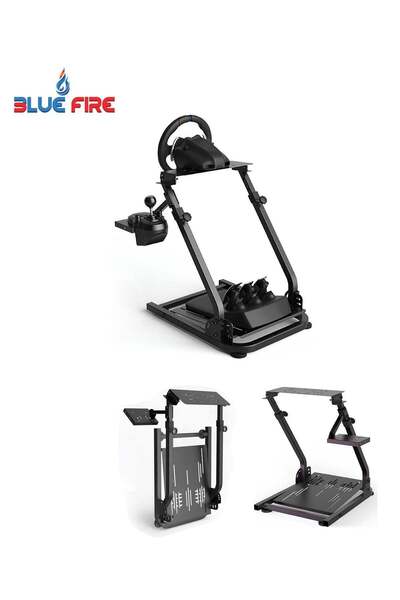 BlueFire Foldable Racing Simulator Cockpit Stand – Adjustable Steering Wheel,...