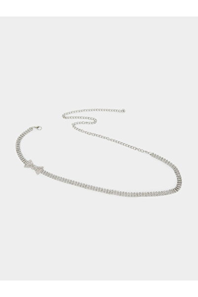 Styli Bow Detail Embellished Chain Belt