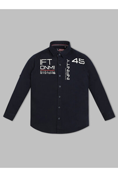 INFINITY By Styli Kids Navy Blue Cotton Printed Shirt