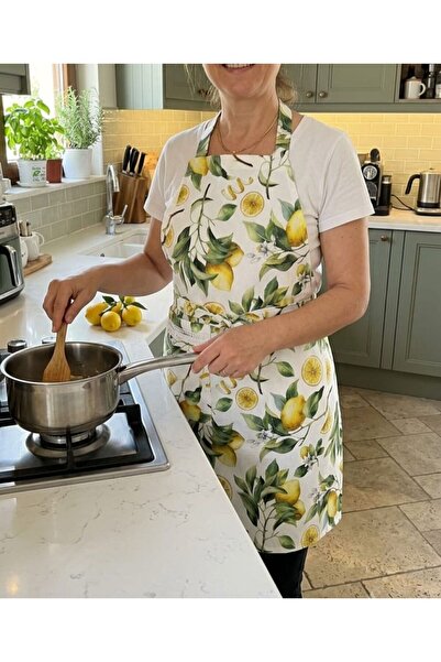 TREVO Duck Fabric Kitchen Apron Lemon Pattern