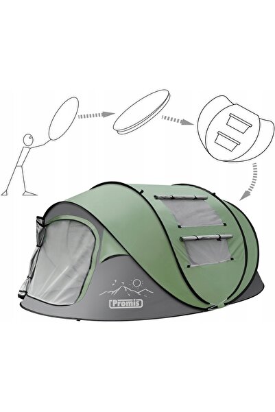 Promis Cort de camping pop-up pentru 3 persoane, impermeabil, cu plasă de țân...