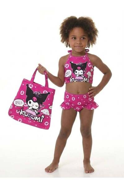 Mother Choise Girl's Pink Bikini Set with Bag