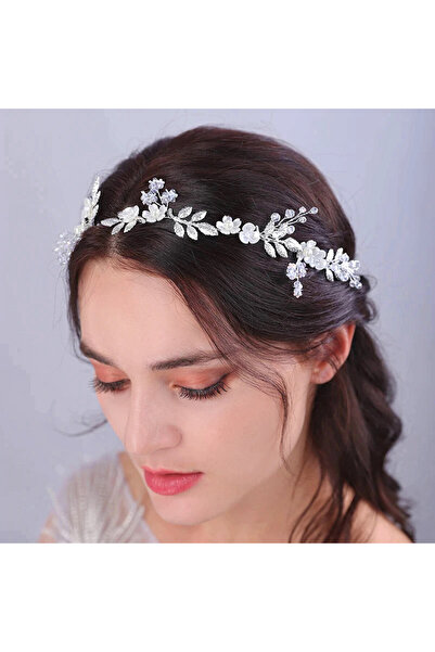 Raizel Accesoriu par modelator argintiu, cu flori si frunze, Saylor