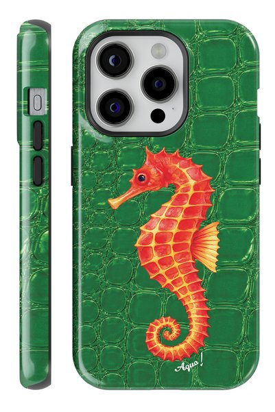 WANNACASE iPhone 16 Pro Aqua Seahorse Green Double Layer Essential Tough Phon...