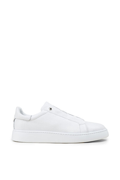 Deery Men's Genuine Leather White Hidden Lace Sneaker Shoes