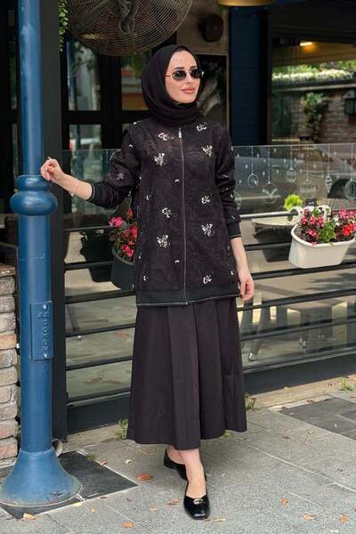 FUAT GÜRSEN Beaded Embroidered Lined Zipper Cap