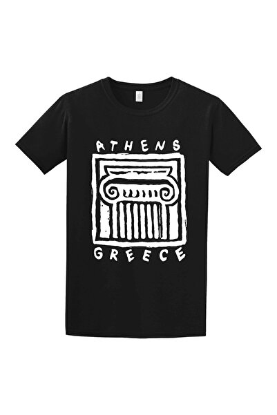 GILDAN Κοντομάνικο βαμβακερό μπλουζάκι Αθήνα Ελλάδα - ΜΑΥΡΟ, XL