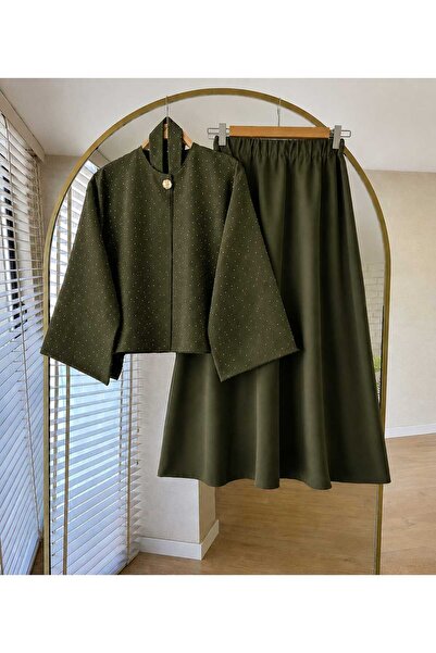 MODA VEDAT Ženska bluza sa kamenim detaljima i set suknje -0500