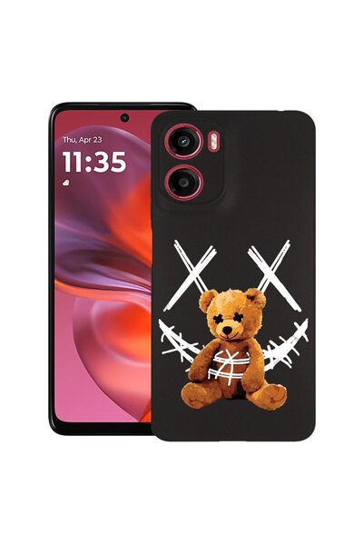 bestcase Калъф за Motorola Moto G06 с дизайн на усмихнато плюшено мече, TPU м...