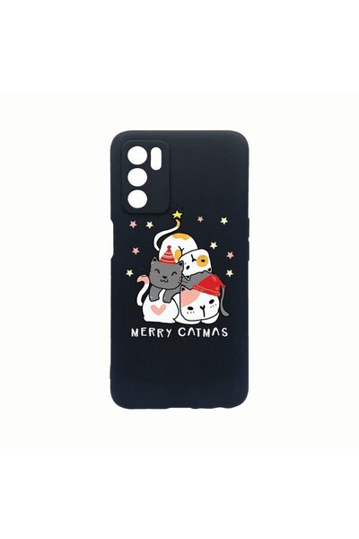 bestcase Силиконов калъф, Съвместим с Oppo A54s, Весела Котка-Коледа, Устойчи...