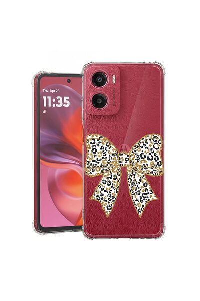 bestcase ¬Æ Husa pentru Motorola Moto E15, Anti Shock 1.5MM, Leopard Bow, Pro...