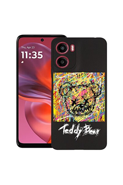 bestcase Калъф за Motorola Moto G05, Абстрактен дизайн с плюшено мече, Тънък ...