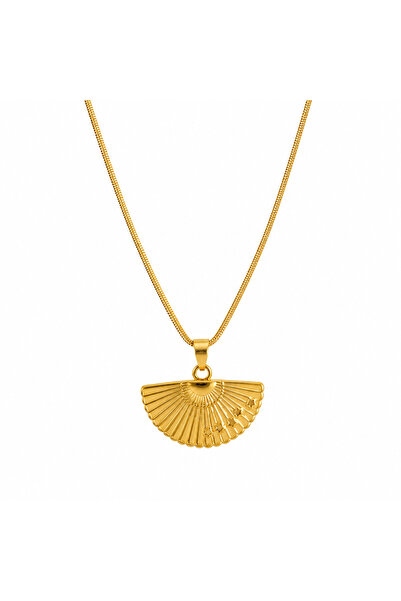 Selay Accessory قلادة على شكل مروحة ذهبية اللون - قلادة نسائية أنيقة مع سلسلة...