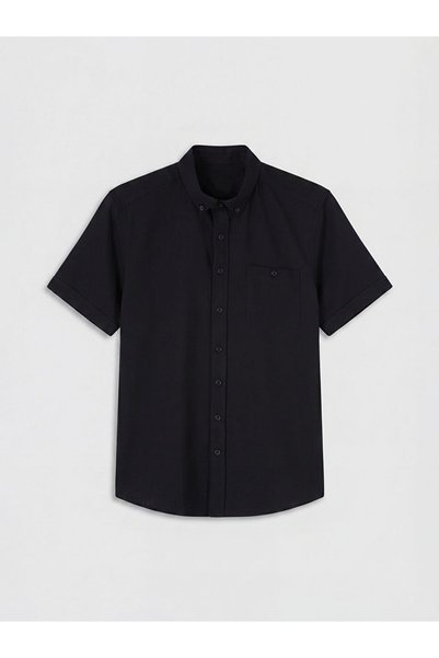 LC Waikiki Black Regular Fit Dobby Men's Shirt