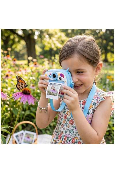 Kids كاميرا طباعة حرارية فورية مع تسجيل فيديو بدقة 1080 بكسل، وموسيقى وألعاب