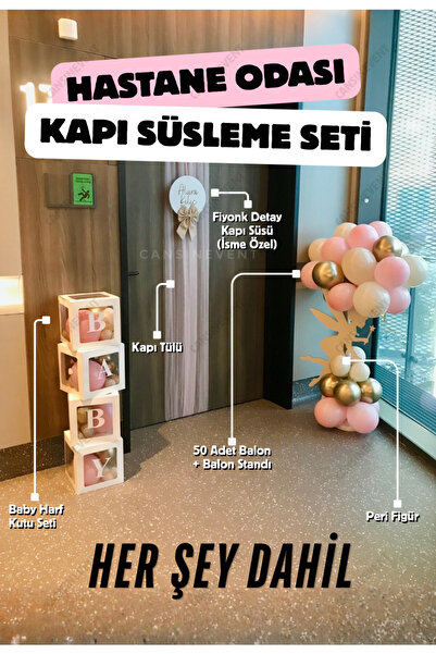 cansınevent Her Şey Dahil Hastane Odası Kapı Süsleme Seti - Balon Standı, Tül...