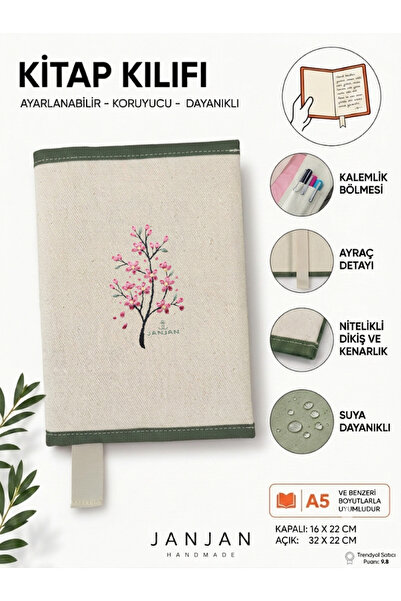 JANJAN DOĞAL KUMAŞ Kitap Kılıf,Yıkanabilir Kitap Kılıfı,Kitap Koruyucu,32x22 ...