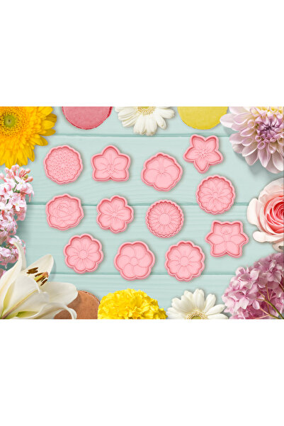 Printona Flower Garden 12-Piece Cookie Mold and Sugar Dough Mold Set - Plasti...