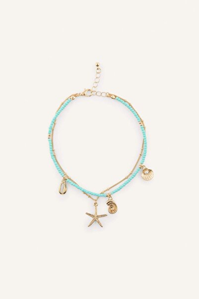 DeFacto Women's Sea Star Stone 2-Piece Anklet H7397Axns