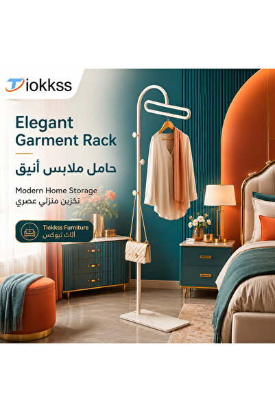 Tiokkss حامل ملابس قائم بذاته بطول 175 سم مع قاعدة بمظهر الرخام، حامل ملابس م...