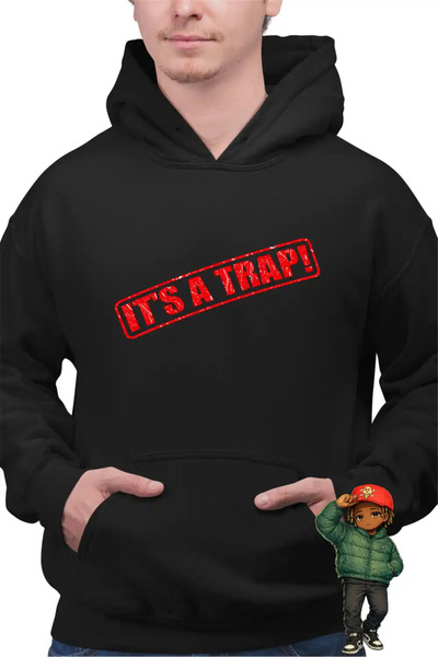 OEM Мъжки суичър с качулка  "It's a Trap " с щампа на Don Toliver и Playboi C...