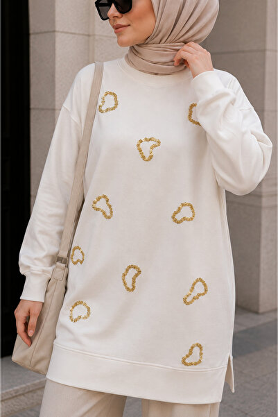 get crazy collection KADIN Pul İşlemeli Kalp Detaylı Tunik