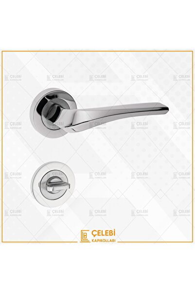 Çelebi Kapı Kolları Venüs Kol Yuvarlak Rozetli Nikel Saten Wc