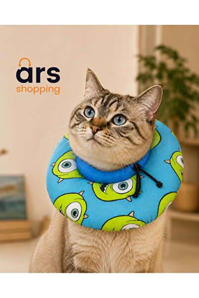 Ars Shopping Desenli Kedi Boyunluğu – Ameliyat Sonrası Yumuşak Koruyucu Yakal...