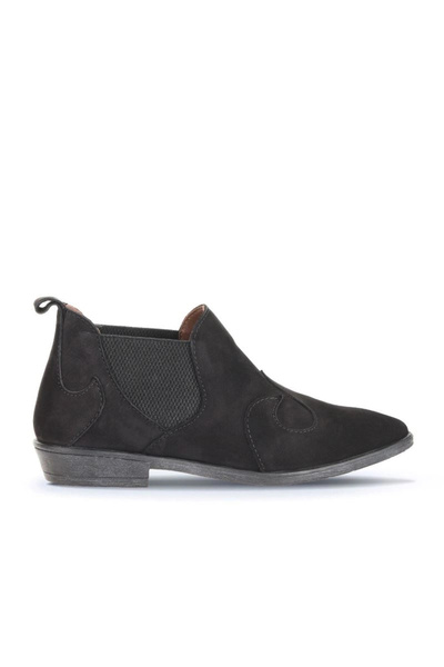 BUENO Black Nubuck Women's Flat Boots