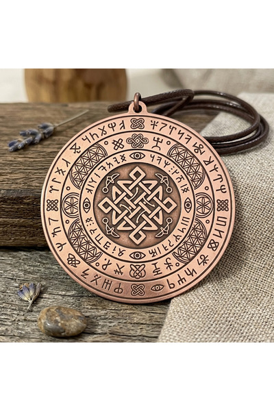 Velvet Copper Flower of Life Copper Pendant Knot Symbol Talisman