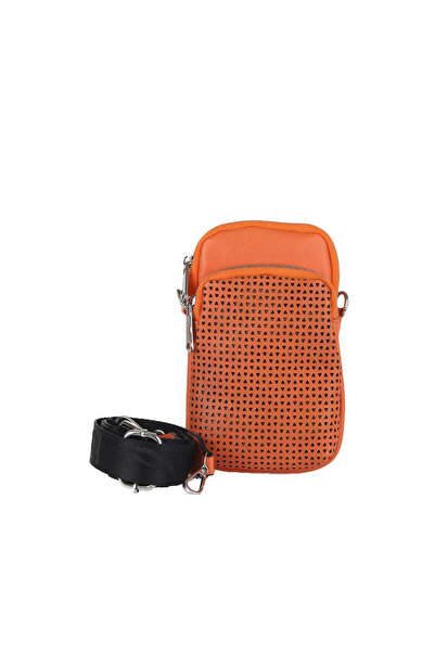BUENO Orange Leather Unisex Phone Bag
